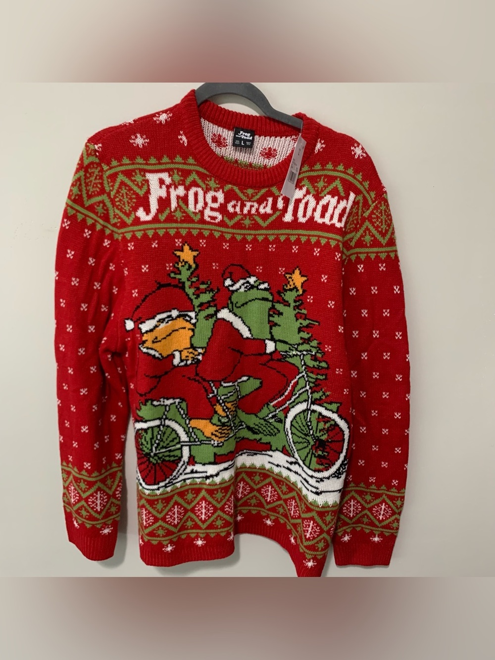Frog and Toad Red Christmas Crewneck Sweater